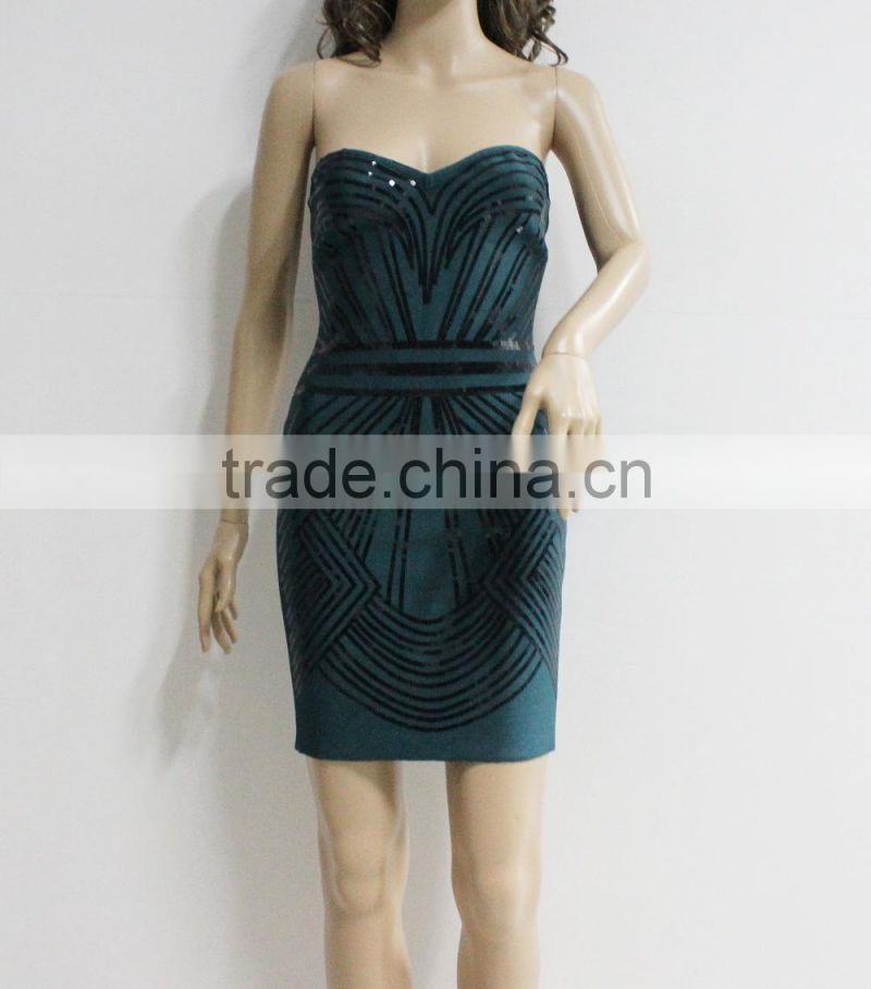fancy jucquard strapless leovely girl dress evening dress made in China