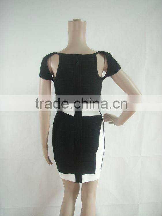 Classical black and white summer style bandage dress for girl