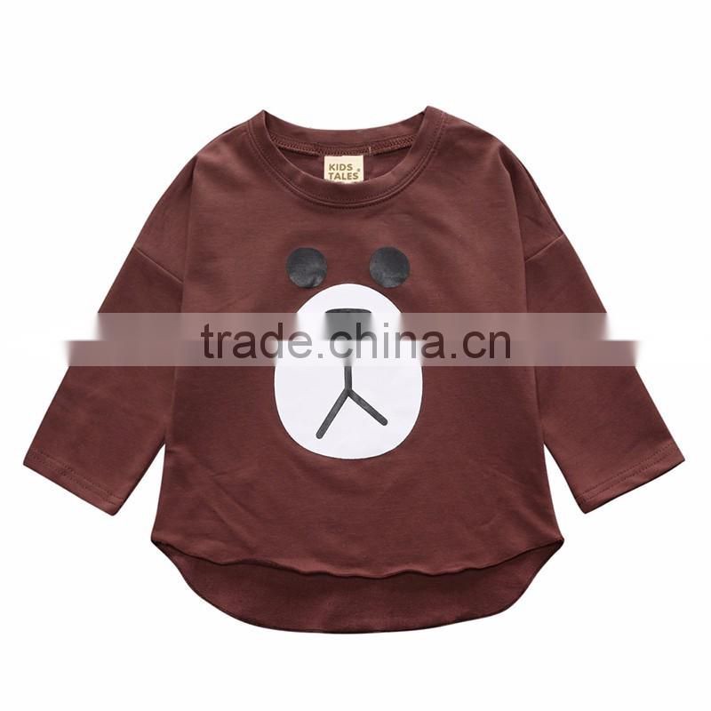 Wholesale Children's Clothing with Long Sleeves Colorful Cartoon Patten Children Design Cotton T-shirts