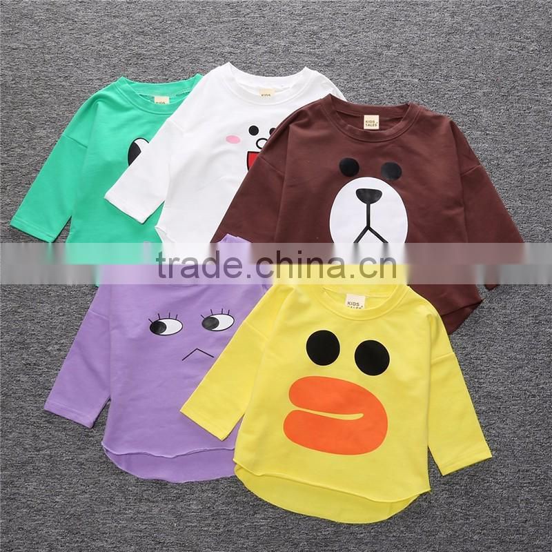 Wholesale Children's Clothing with Long Sleeves Colorful Cartoon Patten Children Design Cotton T-shirts