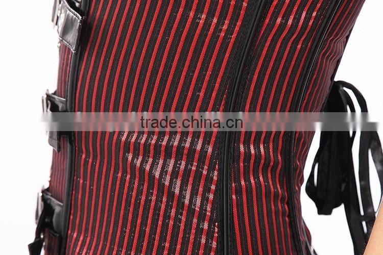 Hot Sale Women's Steampunk Gothic Faux Leather Bustier Corset with Lace Skirt