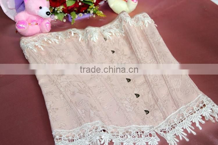 Women's Pink Slimming Satin Overbust Waist Trainer Corset