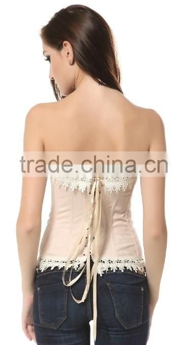 Women's Pink Slimming Satin Overbust Waist Trainer Corset