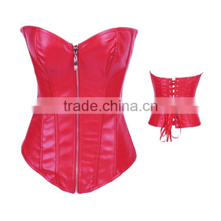 Manufacture price womens Leather Waist Trainer Corset/Bustiers for Weight Loss