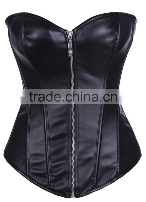Manufacture price womens Leather Waist Trainer Corset/Bustiers for Weight Loss