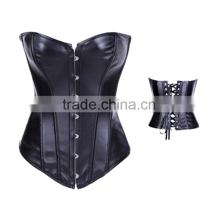 Manufacture price womens Leather Waist Trainer Corset/Bustiers for Weight Loss