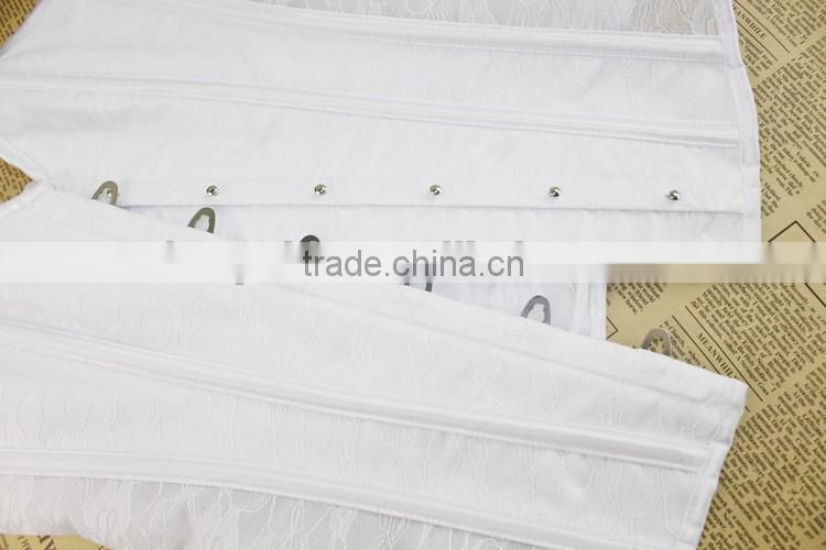 Women's Jacquard Fabric Lace Steel Boned Overbust Corsets with strap