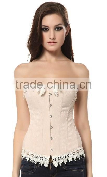 Women's Pink Slimming Satin Overbust Waist Trainer Corset