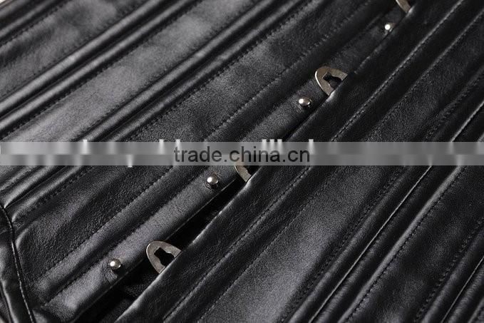 Womens Black Faux Leather Bustier underbust Waist Trainer Corset
