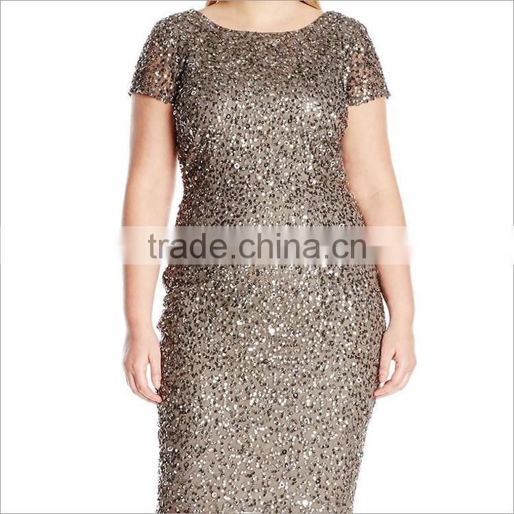 Hot sale short sleeve fat women casual dresses for party new style in 2016