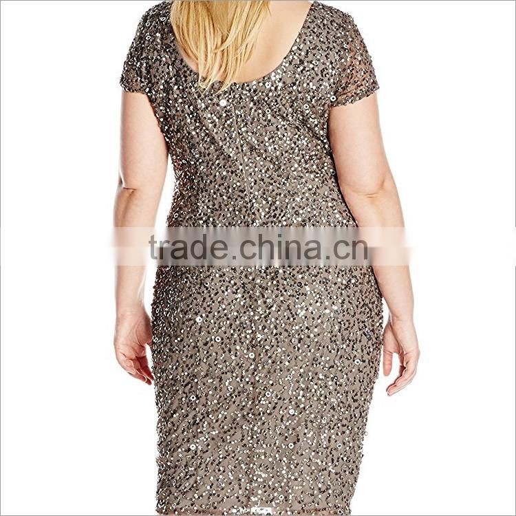 Hot sale short sleeve fat women casual dresses for party new style in 2016