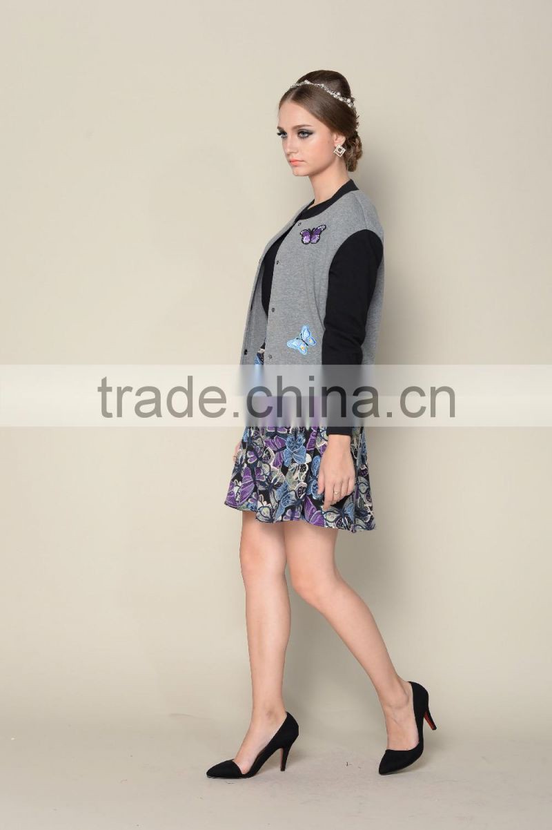 latest 2016 casual elegant grey fall spring jackets for women