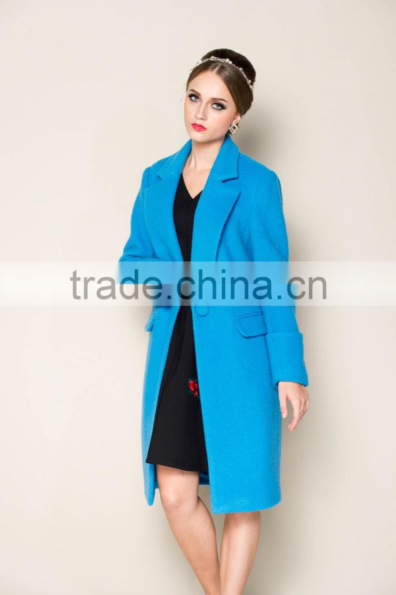new arrival lovely blue wool coats for women for 2015 winter ladies coats and jackets