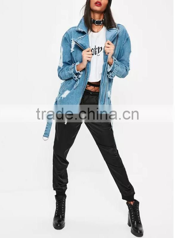 2017 New design Jeans Women Clothing Long Patch Lady Denim Jacket