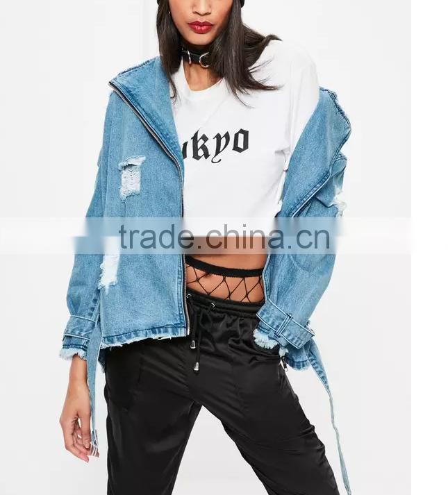 2017 New design Jeans Women Clothing Long Patch Lady Denim Jacket