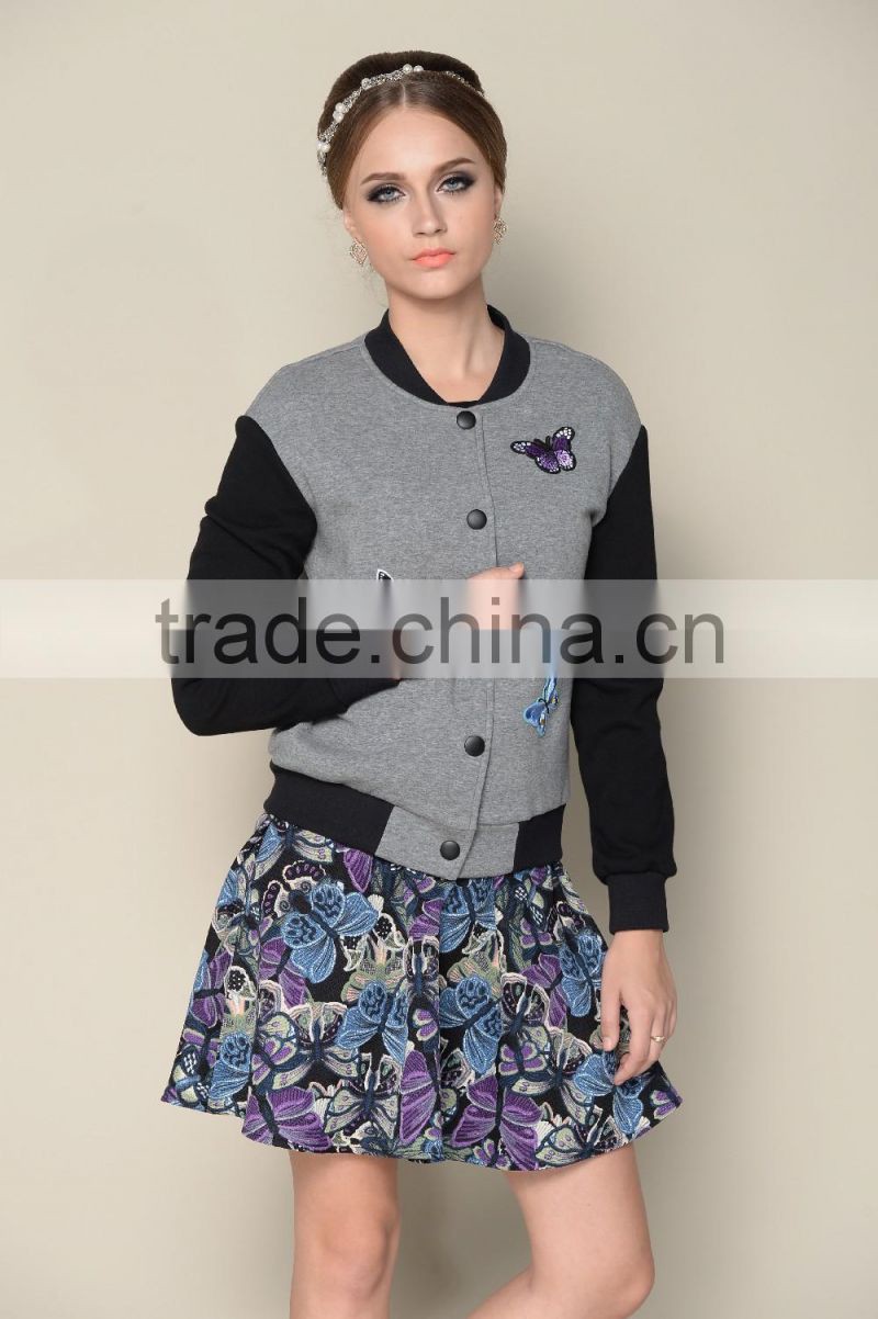 latest 2016 casual elegant grey fall spring jackets for women