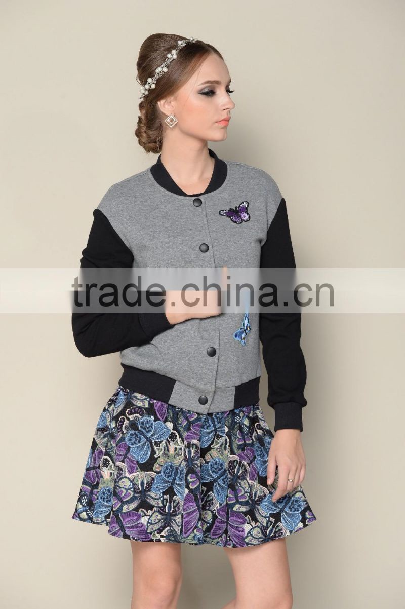 latest 2016 casual elegant grey fall spring jackets for women