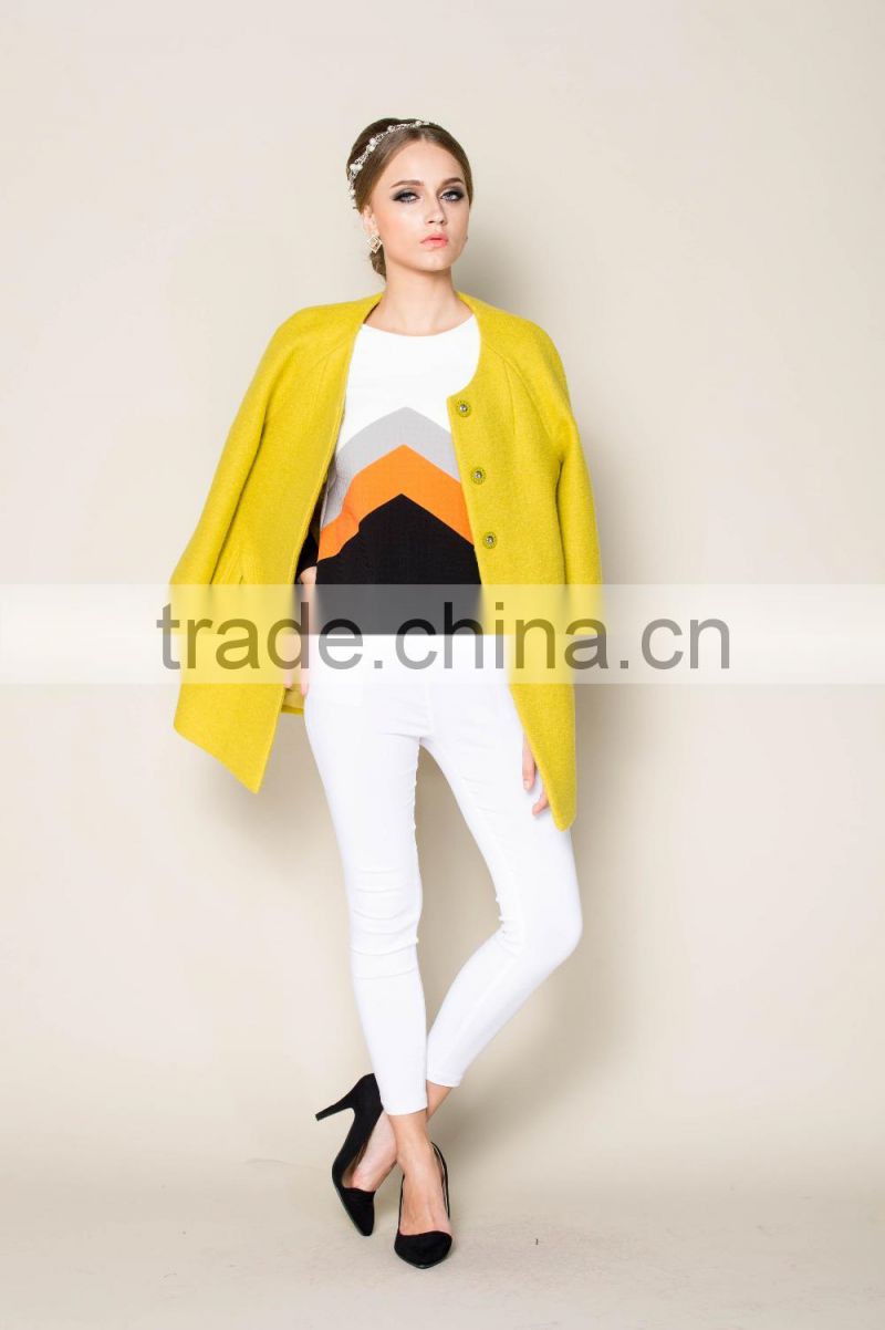 round collar and ninth sleeve designed red winter coats, fashion winter coats for girls