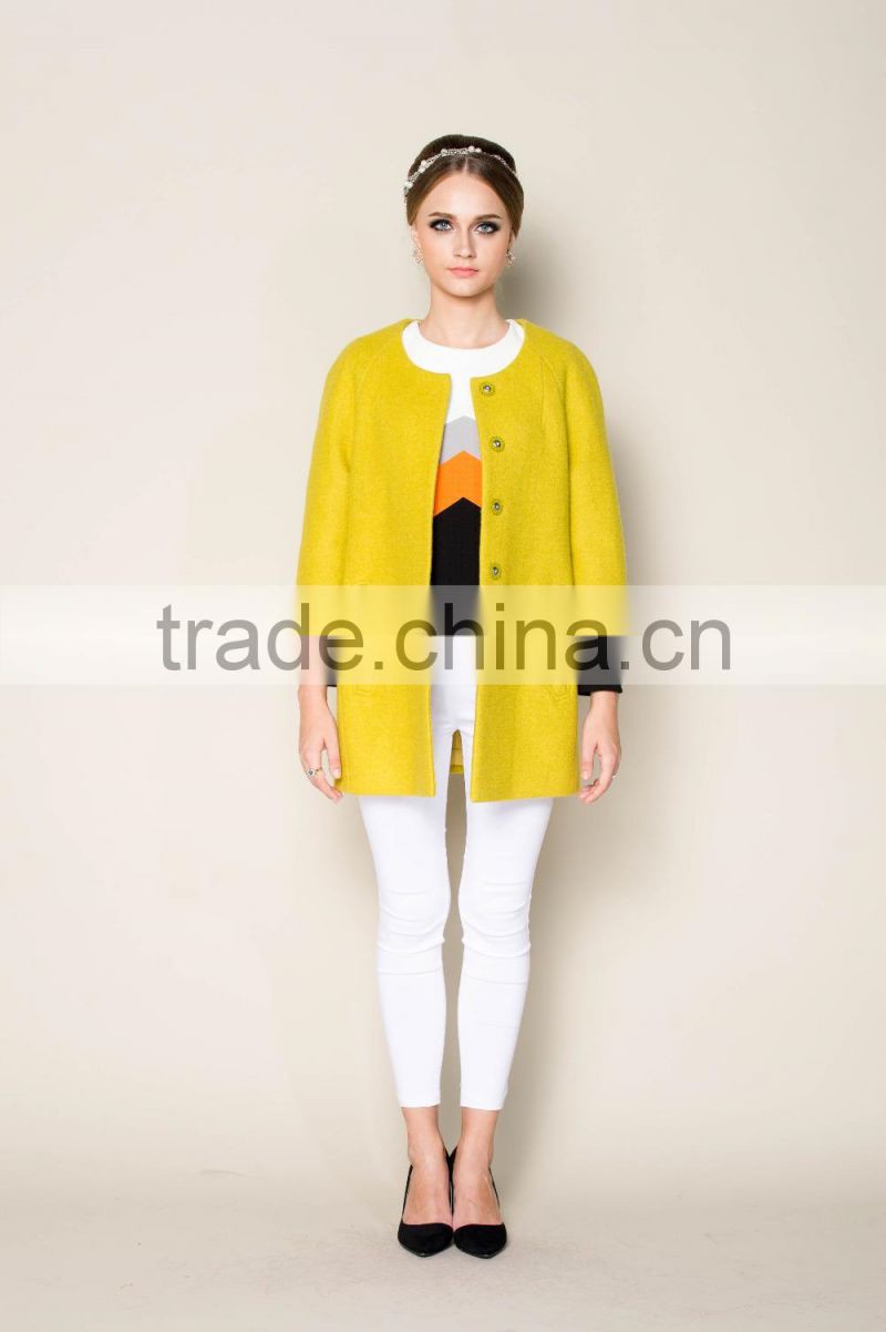 round collar and ninth sleeve designed red winter coats, fashion winter coats for girls