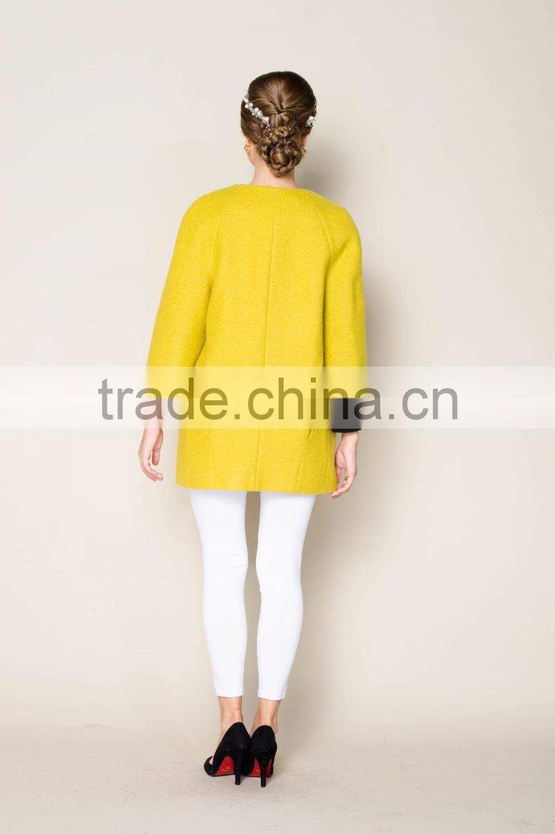 round collar and ninth sleeve designed red winter coats, fashion winter coats for girls