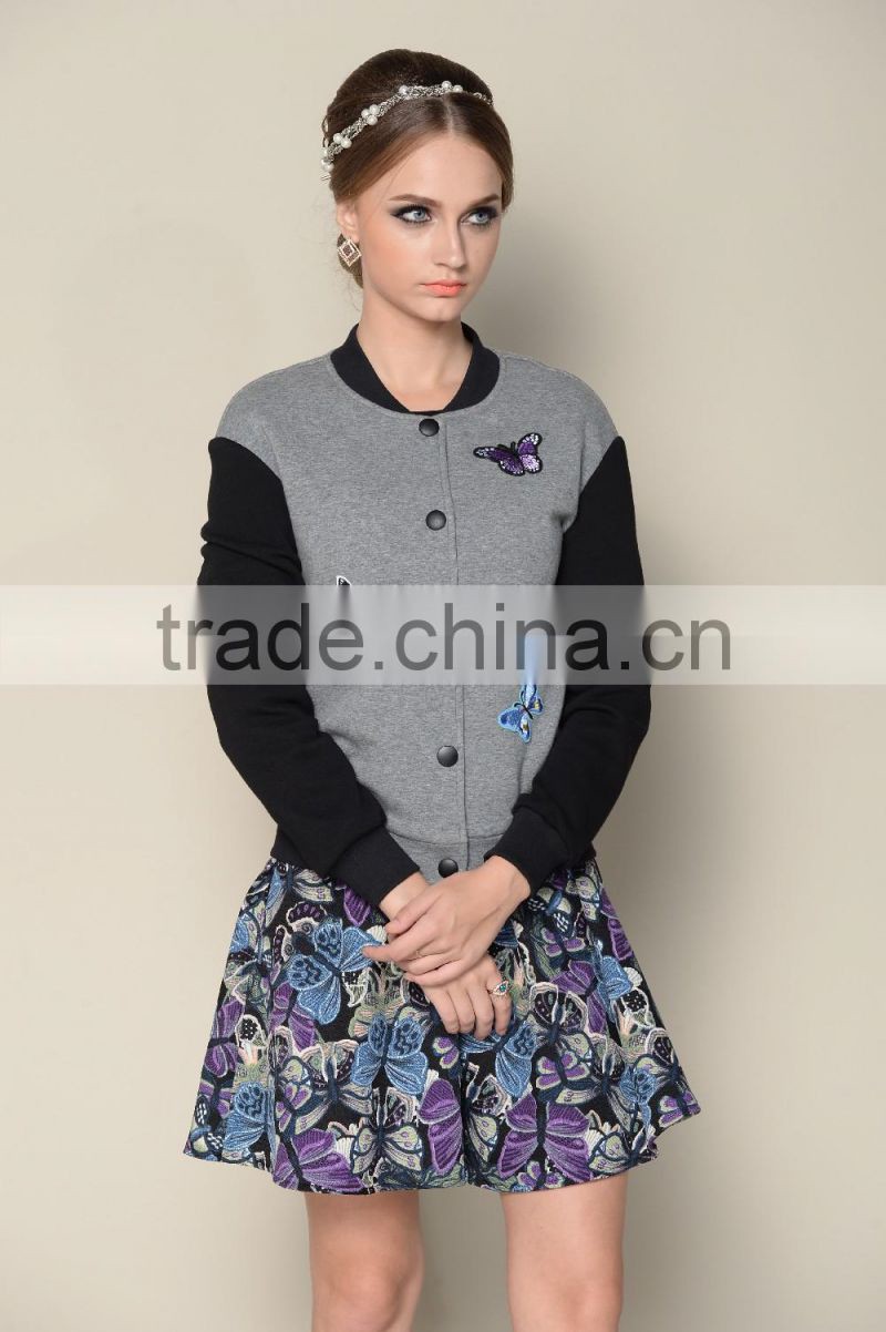 latest 2016 casual elegant grey fall spring jackets for women