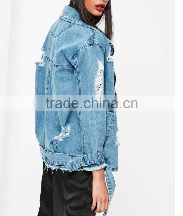 2017 New design Jeans Women Clothing Long Patch Lady Denim Jacket