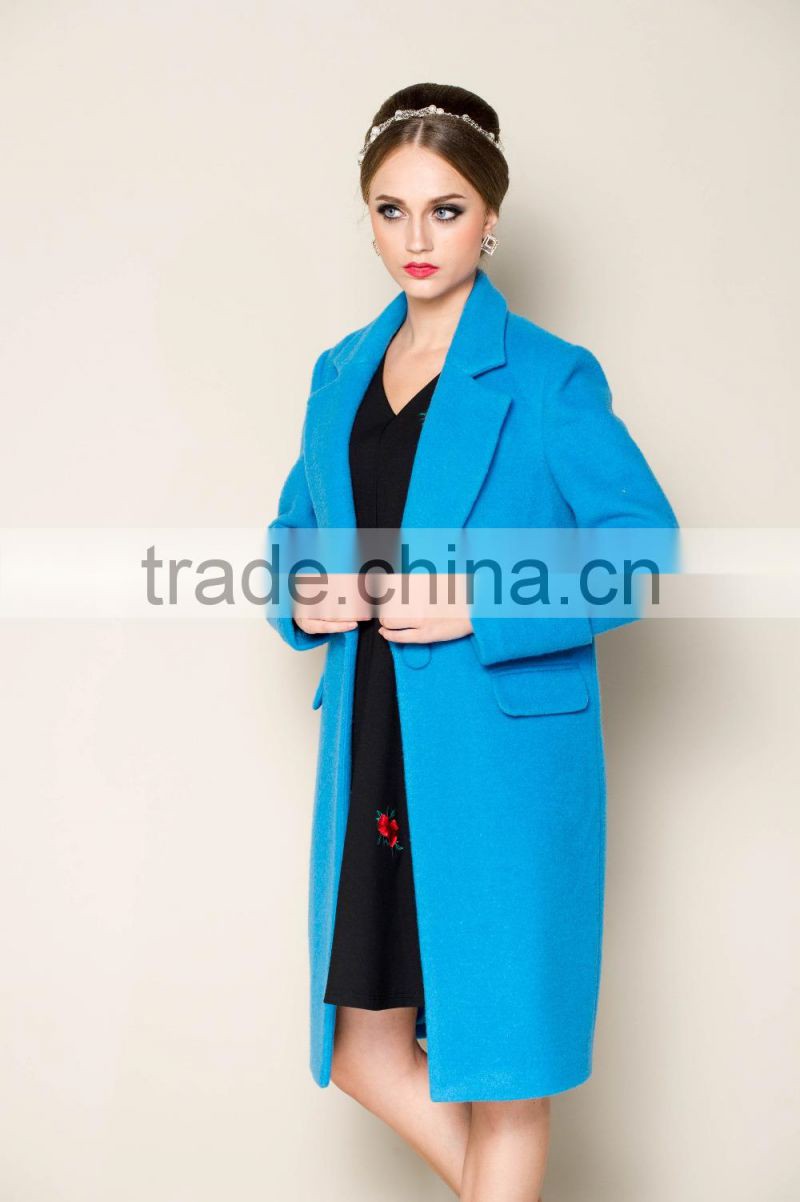 new arrival lovely blue wool coats for women for 2015 winter ladies coats and jackets