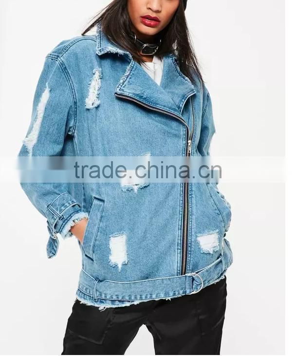 2017 New design Jeans Women Clothing Long Patch Lady Denim Jacket