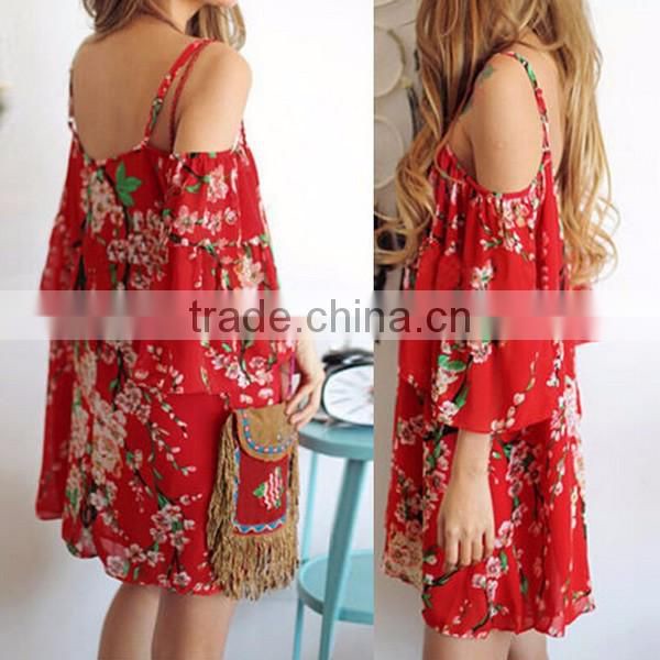 2016 hot sale red off shoulder slip dresses