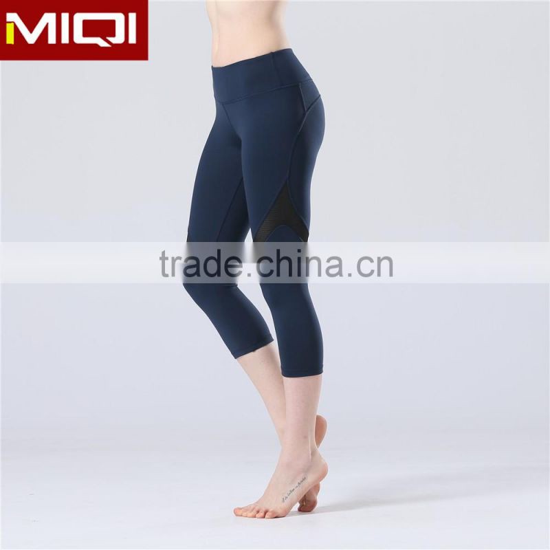 Nylon and spandex fabric yoga sports wear tights mesh yoga capri pants
