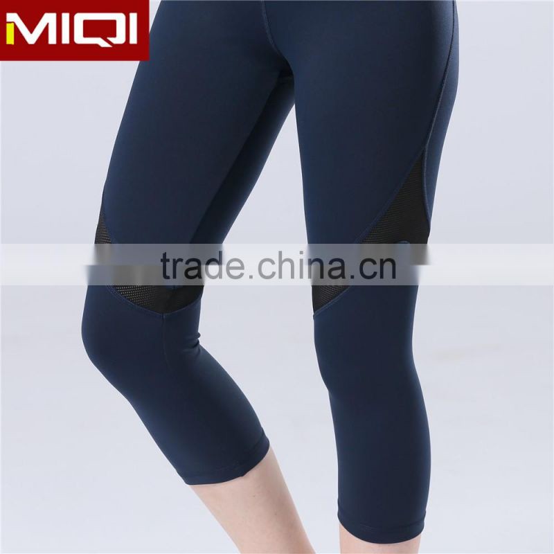 Nylon and spandex fabric yoga sports wear tights mesh yoga capri pants