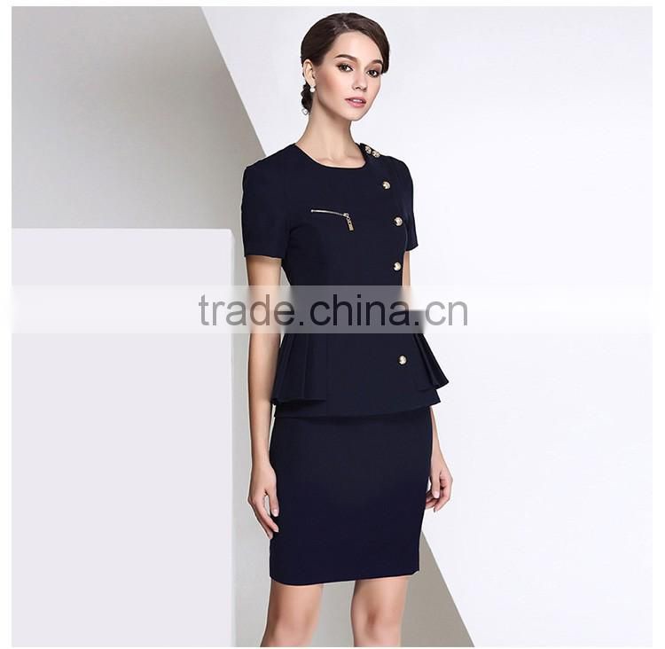 Fancy Blue Colors Sex Airline Stewardess Costume