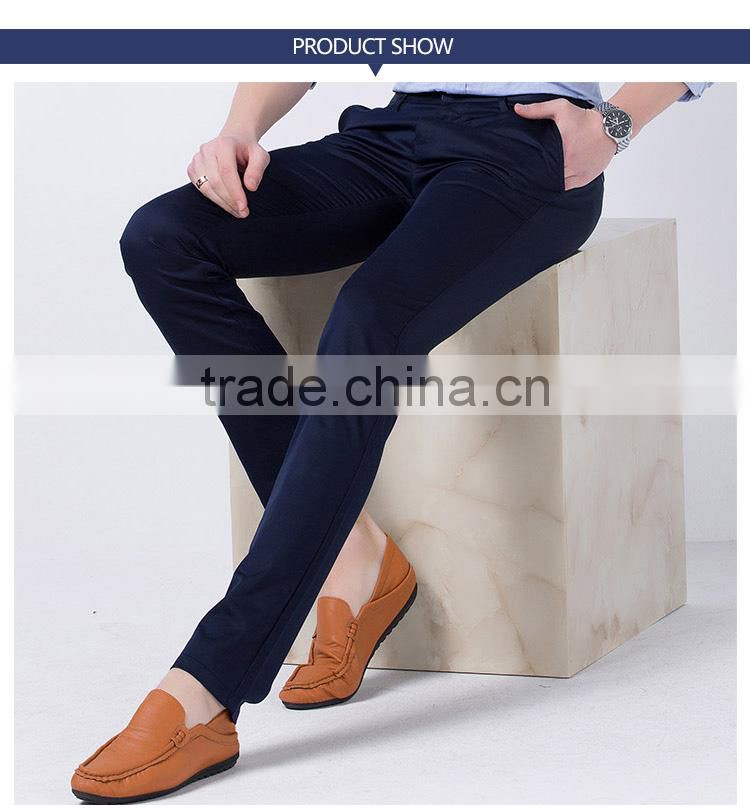 Men's casual pants slim straight stretch pants all-match business mens thin long trousers custom
