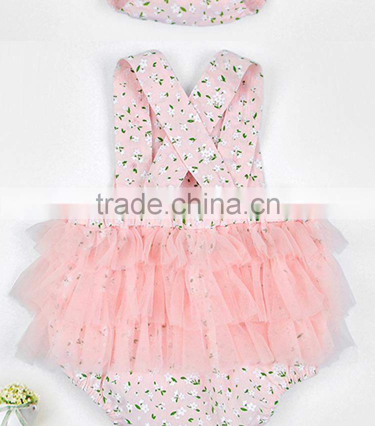 Summer Floral Prints Infant Girls Boutique Baby Ruffle Romper Wholesale