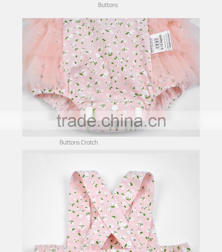Summer Floral Prints Infant Girls Boutique Baby Ruffle Romper Wholesale