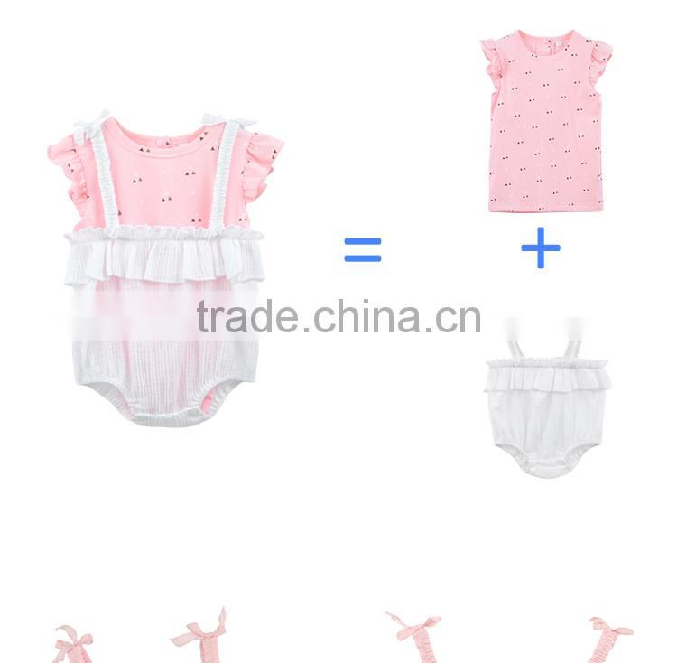 Wholesale Strap Wrinkle Cotton Woven Fabric Baby Vintage Romper