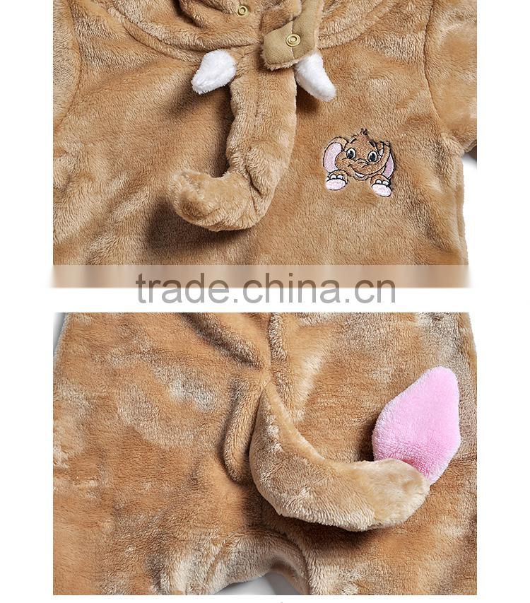 Guangdong Factory Brown Elephant Fleece Animal Pijamas Baby Boy