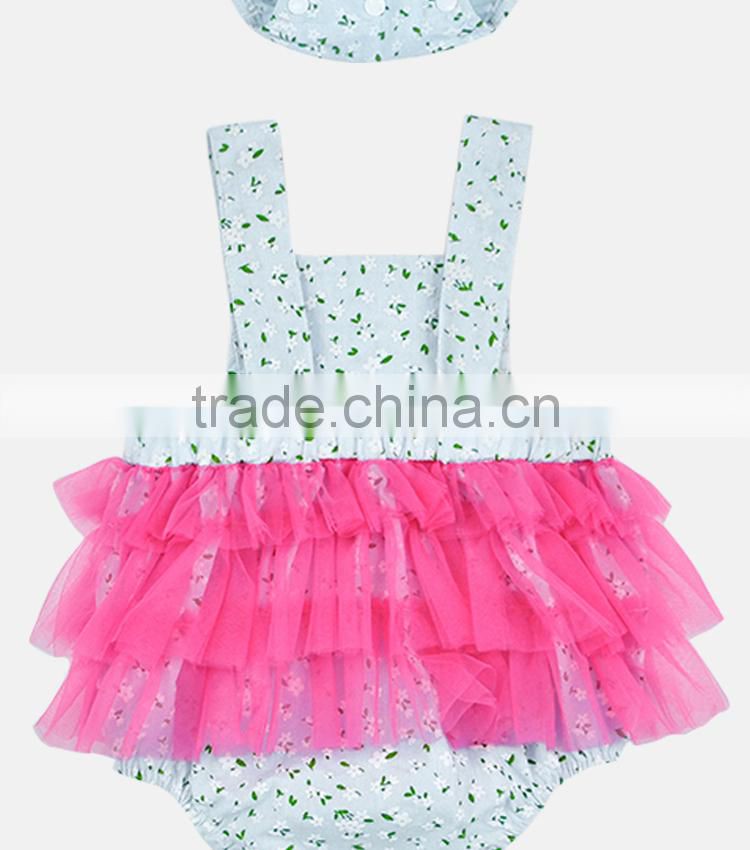 Summer Floral Prints Infant Girls Boutique Baby Ruffle Romper Wholesale