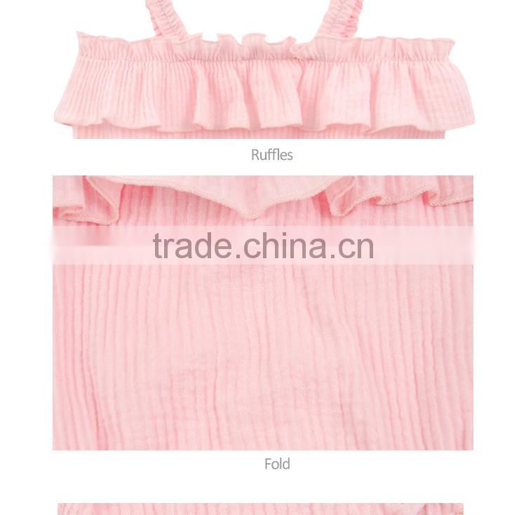Wholesale Strap Wrinkle Cotton Woven Fabric Baby Vintage Romper
