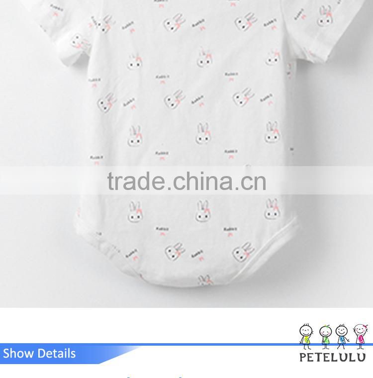 White All Over Animal Rabbit Printing Summer Baby Clothes OEM