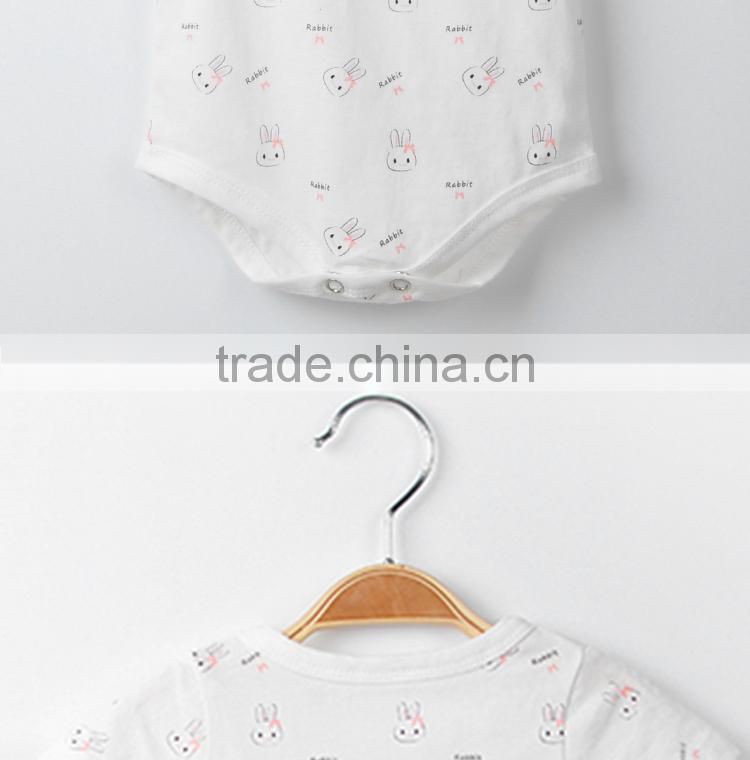 White All Over Animal Rabbit Printing Summer Baby Clothes OEM