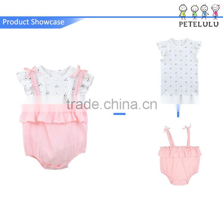 Wholesale Strap Wrinkle Cotton Woven Fabric Baby Vintage Romper