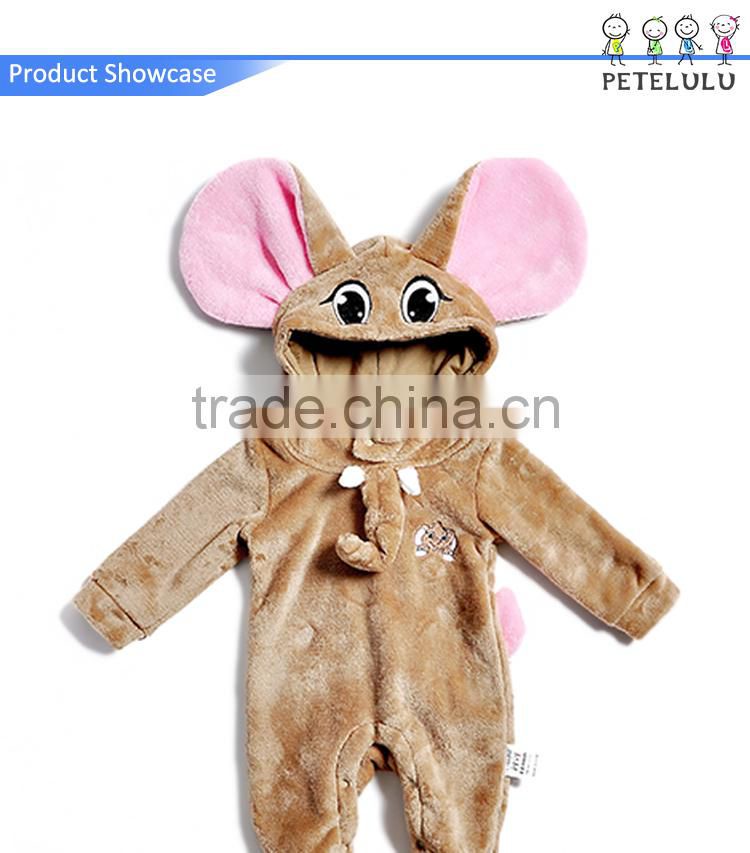 Guangdong Factory Brown Elephant Fleece Animal Pijamas Baby Boy