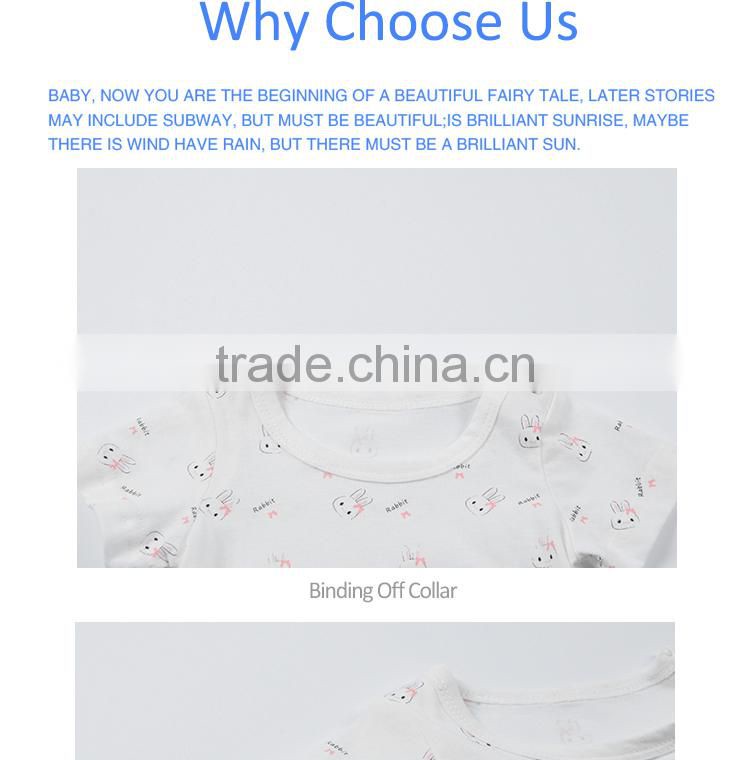 White All Over Animal Rabbit Printing Summer Baby Clothes OEM