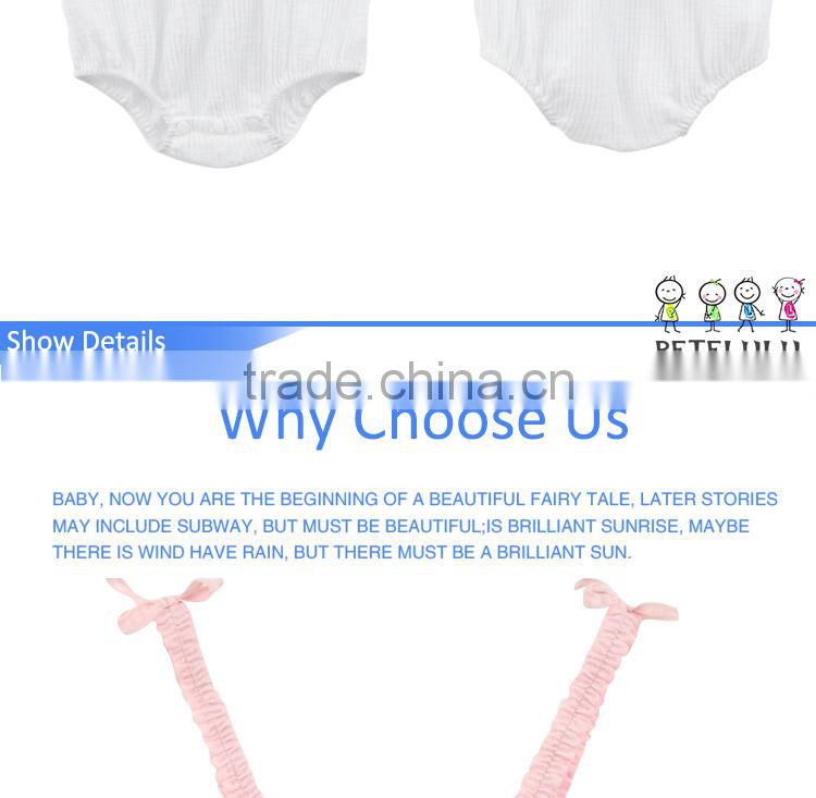 Wholesale Strap Wrinkle Cotton Woven Fabric Baby Vintage Romper