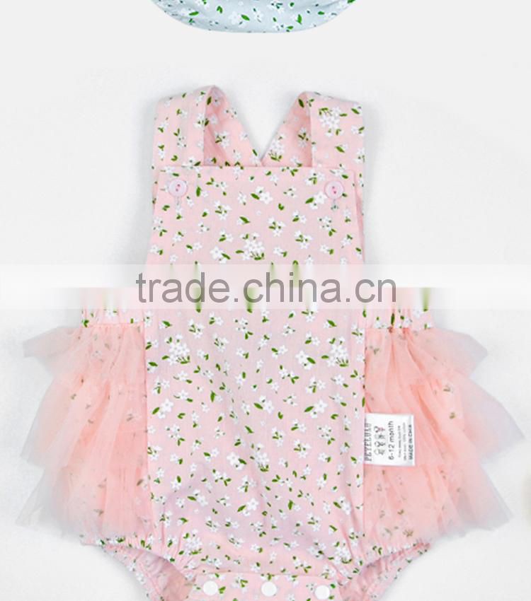 Summer Floral Prints Infant Girls Boutique Baby Ruffle Romper Wholesale