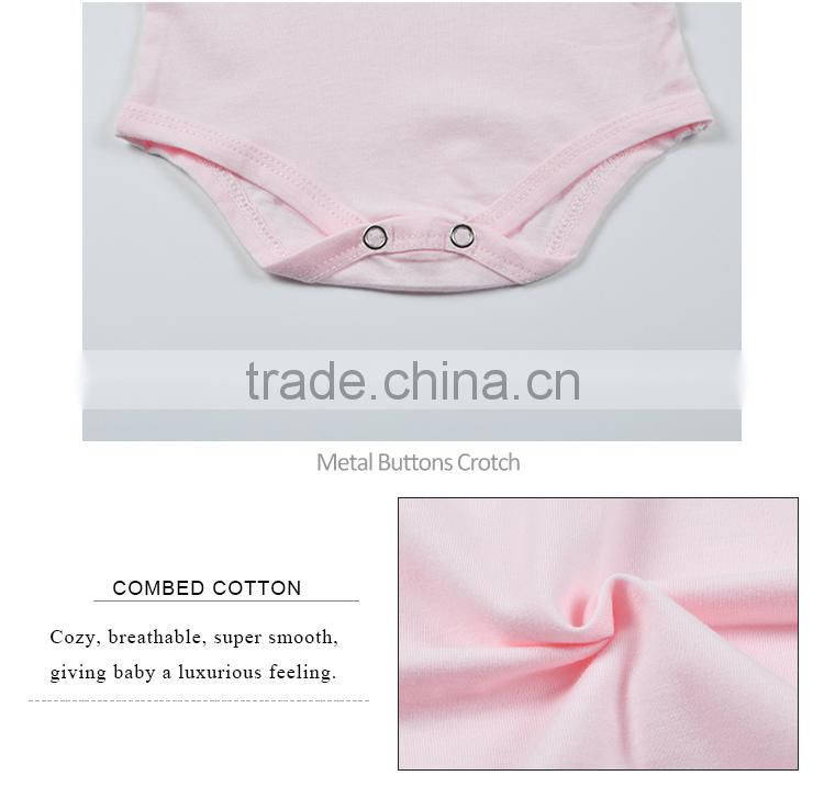 Summer Pink Silk Screen Printing Combed Cotton Wholesale Designer Baby Clothes From China