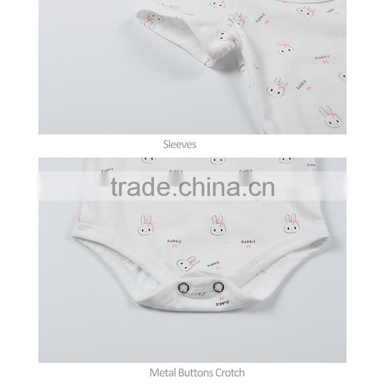 White All Over Animal Rabbit Printing Summer Baby Clothes OEM