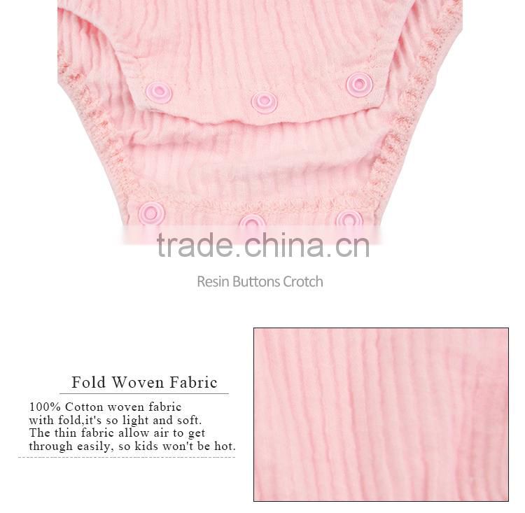 Wholesale Strap Wrinkle Cotton Woven Fabric Baby Vintage Romper