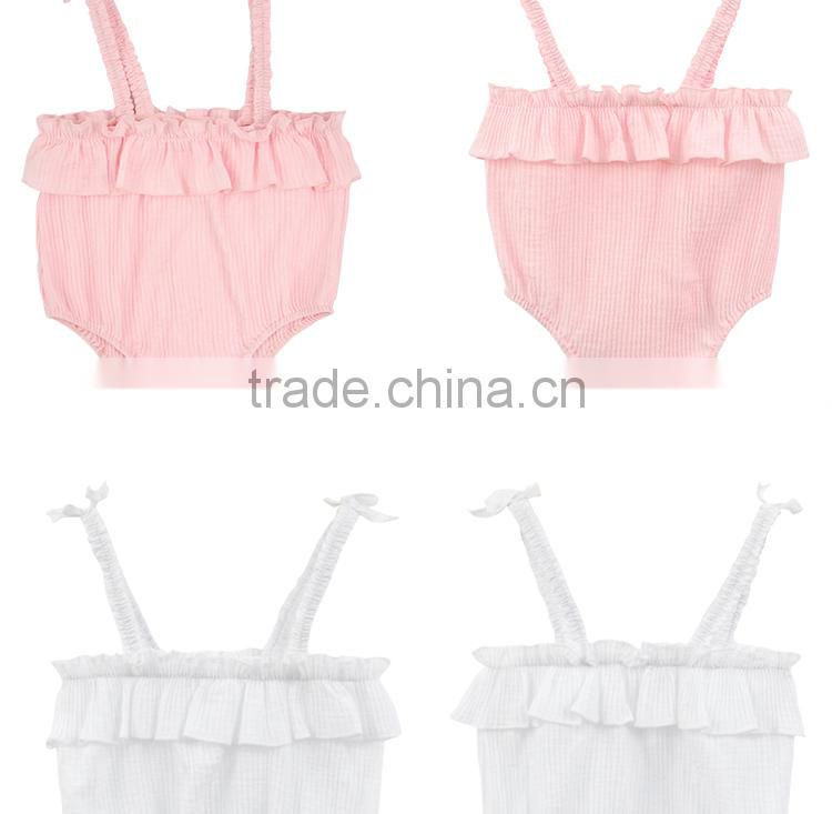 Wholesale Strap Wrinkle Cotton Woven Fabric Baby Vintage Romper